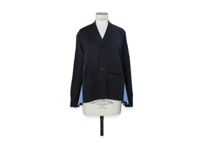 sacai Poplin x Cotton Knit Cardigan "Navy/Blue Stripe"