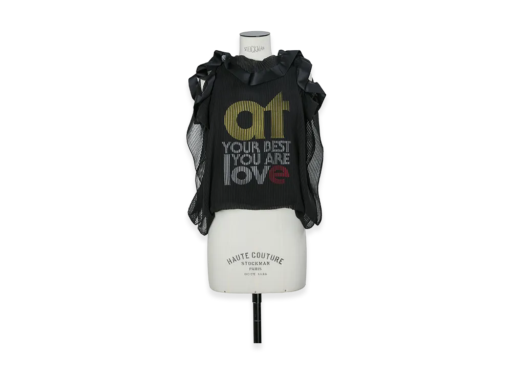 sacai Satin x Chiffon Embroidery Pullover "Black"