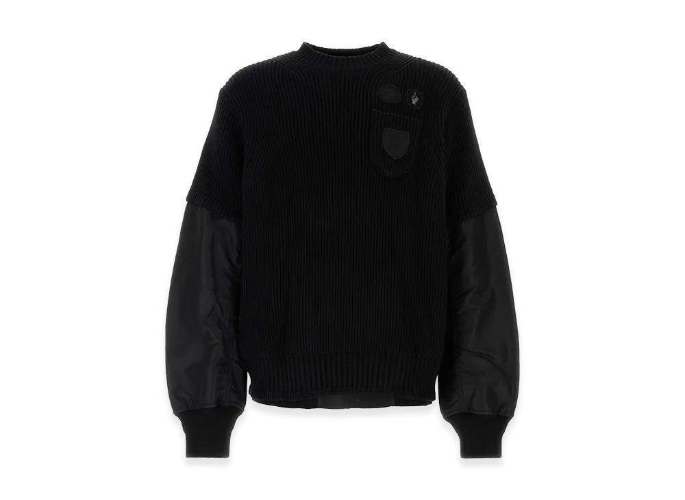 sacai Gonz Multi Patch Nylon Twill Knit Sweater "Black"