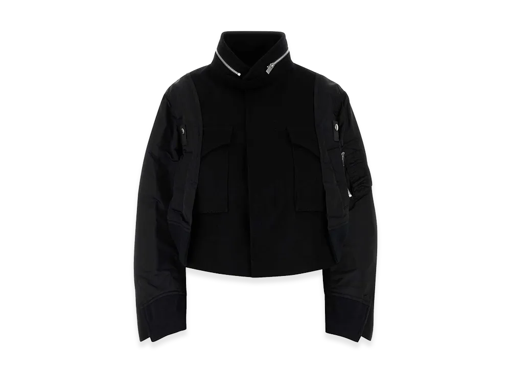 sacai Women's Wool and Nylon Bomber Jacket "Black"