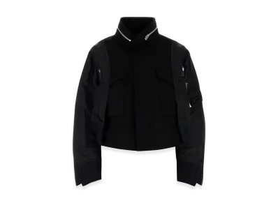 sacai Women's Wool and Nylon Bomber Jacket "Black"