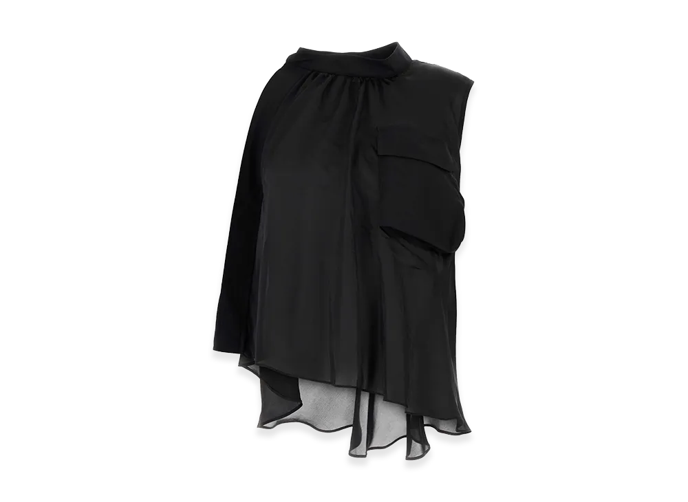 sacai Women's Satin Top "Black"