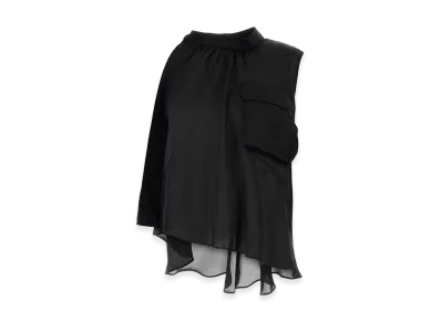 sacai Women's Satin Top "Black"