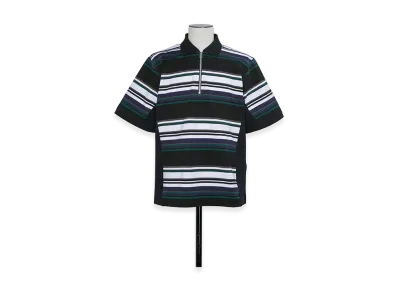 sacai Stripe Cotton Jersey Polo Shirt "Black"