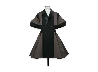 sacai Women's Wool Suiting Dress "Black/Dark Khaki"
