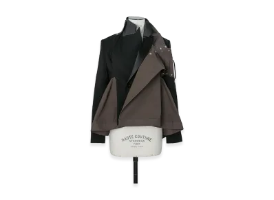 sacai Women's Wool Suiting Blouson "Black/Dark Khaki"