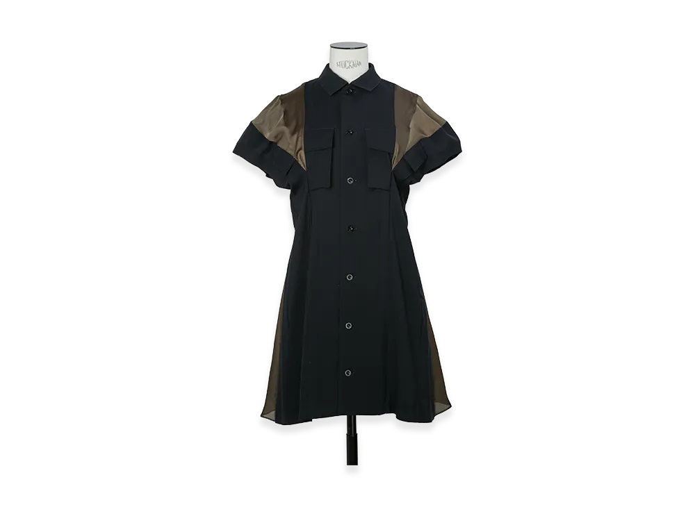 sacai Women's Wool Suiting Dress "Navy/Khaki"