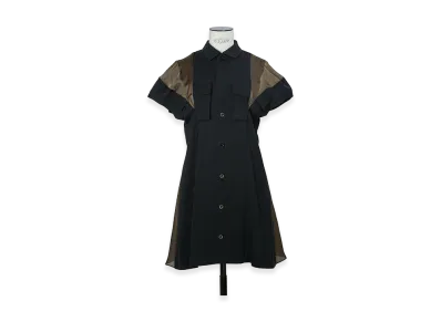 sacai Women's Wool Suiting Dress "Navy/Khaki"