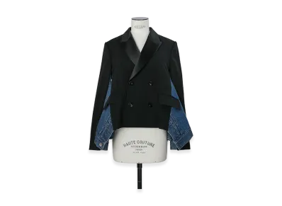 sacai Women's Wool Suiting x Denim Jacket "Black/Blue"