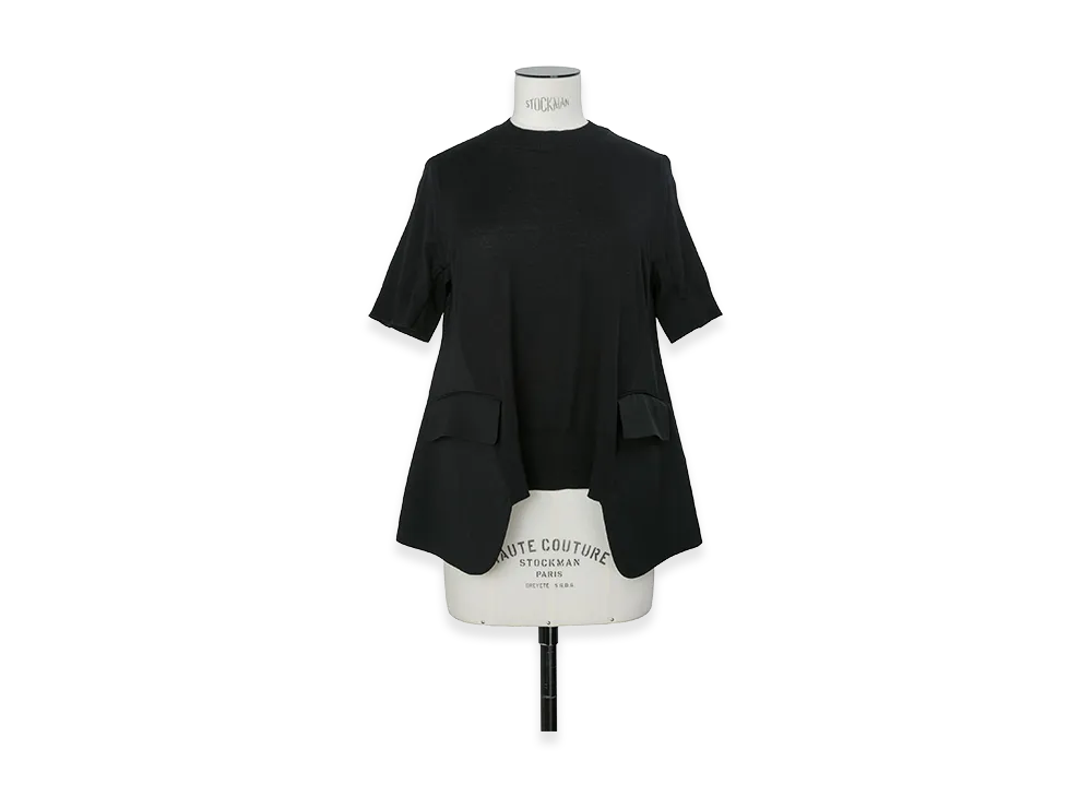 sacai Women's Wool Suiting x Cotton Knit Pullover "Black"