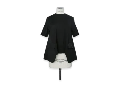sacai Women's Wool Suiting x Cotton Knit Pullover "Black"