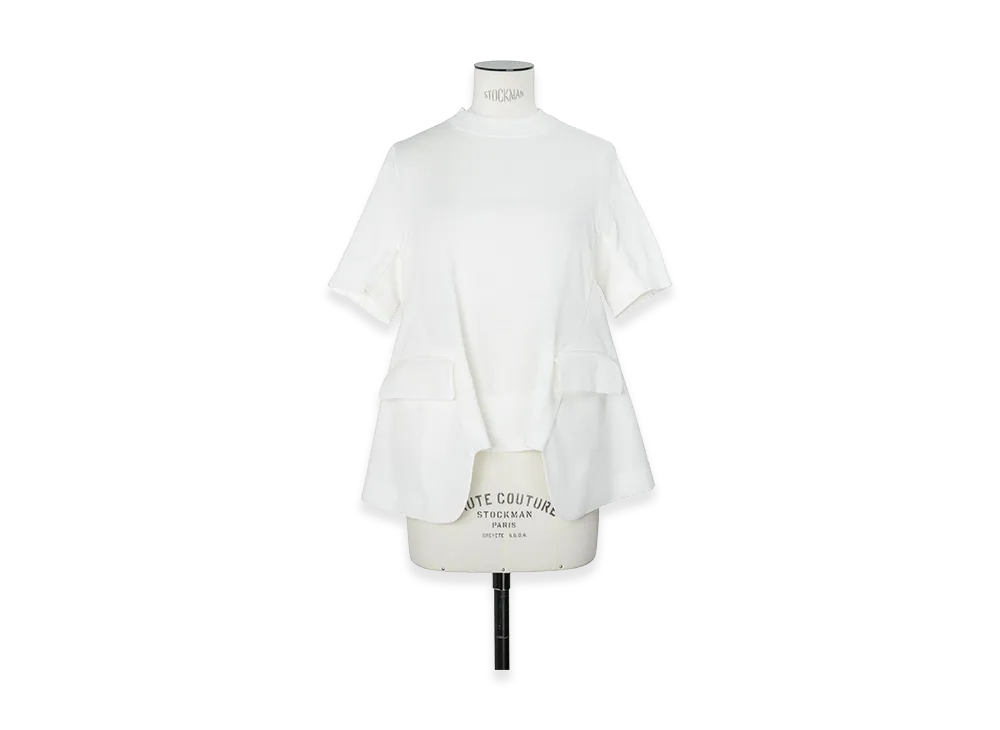 sacai Women's Wool Suiting x Cotton Knit Pullover "Off White"