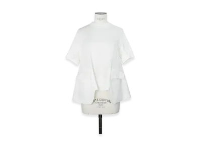 sacai Women's Wool Suiting x Cotton Knit Pullover "Off White"