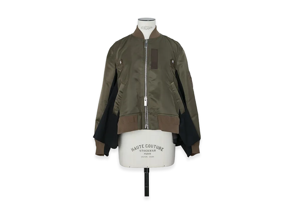 sacai Women's Nylon Twill x Wool Suiting Blouson "Dark Khaki/Navy"