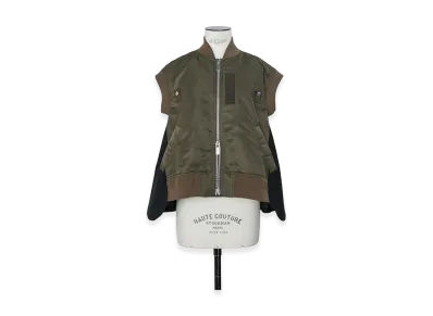 sacai Women's Nylon Twill x Wool Suiting Vest "Dark Khaki/Navy"