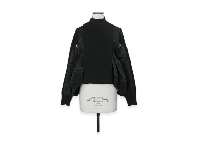 sacai Women's Nylon Twill x Knit Blouson "Black"