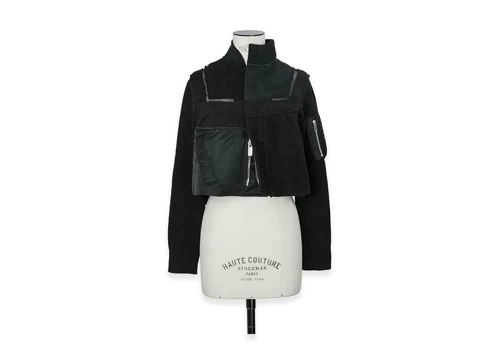 sacai Women's Nylon Twill x Knit Blouson "Black"