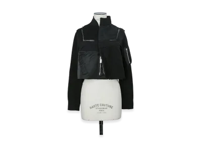 sacai Women's Nylon Twill x Knit Blouson "Black"