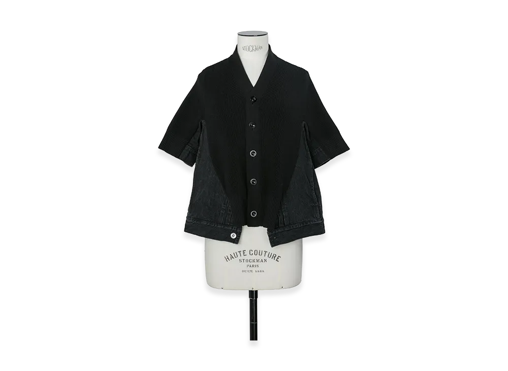 sacai Women's Denim x Knit Cardigan "Black"