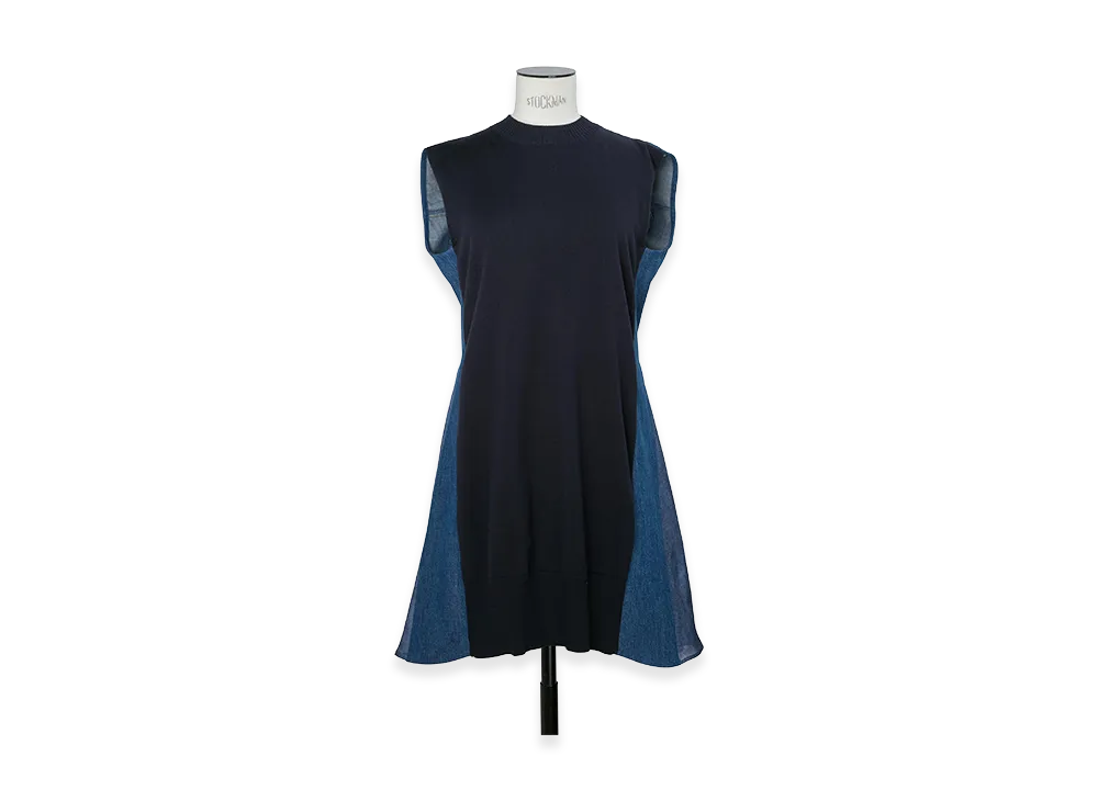 sacai Women's Denim x Knit Dress "Navy/Blue"
