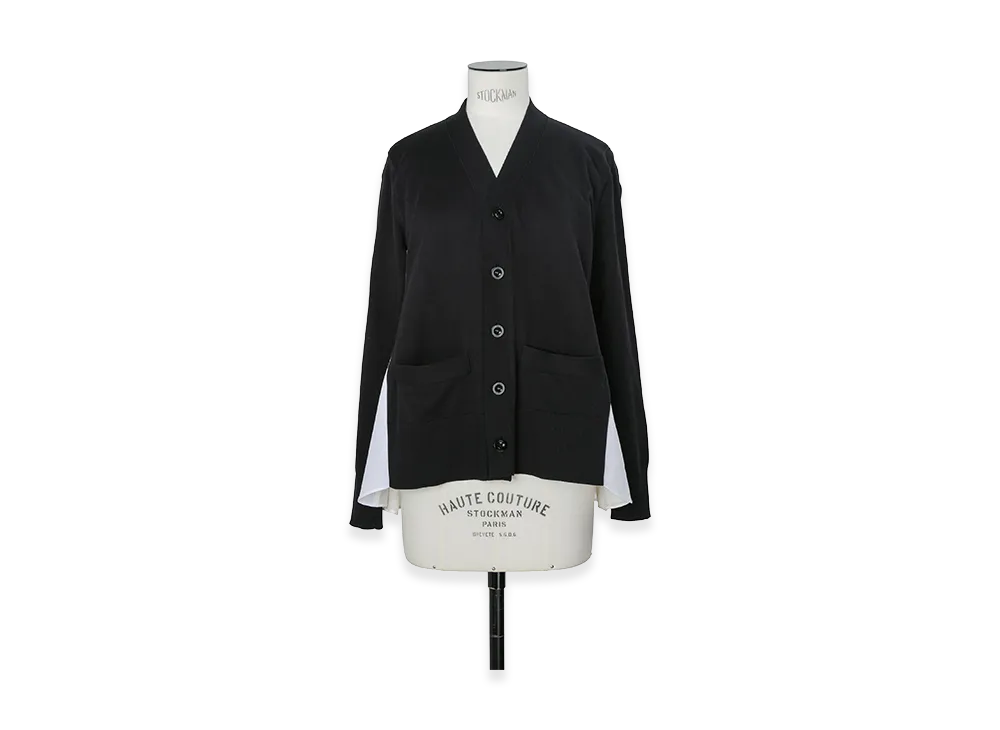 sacai Women's Poplin x Cotton Knit Cardigan "Black/Off White"