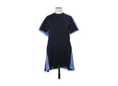 sacai Women's Poplin x Cotton Knit Dress "Navy/Blue Stripe"