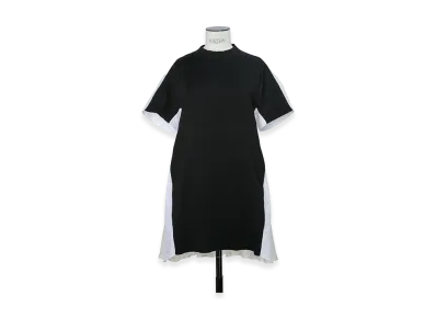 sacai Women's Poplin x Cotton Knit Dress "Black/Off White"
