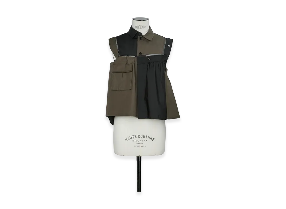 sacai Women's Poplin x Cotton Weather Shirt "Black/Dark Khaki"