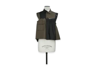 sacai Women's Poplin x Cotton Weather Shirt "Black/Dark Khaki"