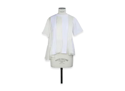 sacai Women's Satin x Cotton Jersey T-Shirt "White/Ecru"
