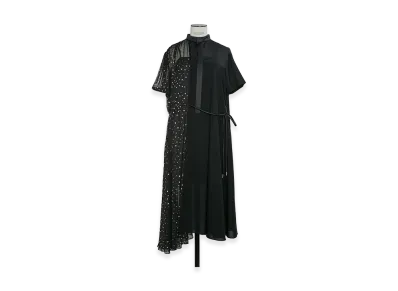 sacai Women's Wool Suiting x Polka Dot Dress "Black"