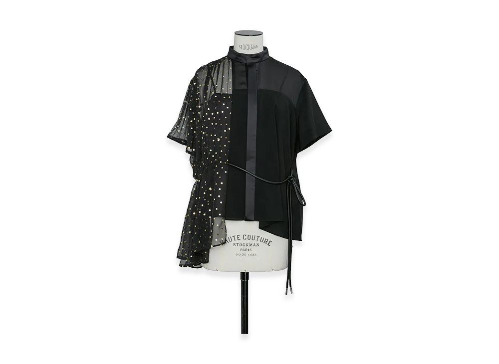 sacai Women's Wool Suiting x Polka Dot Blouse "Black"