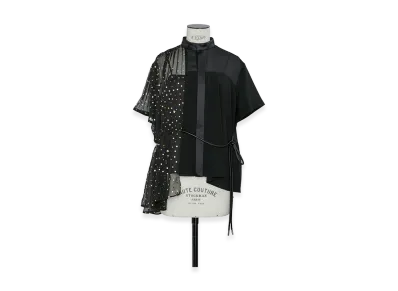 sacai Women's Wool Suiting x Polka Dot Blouse "Black"