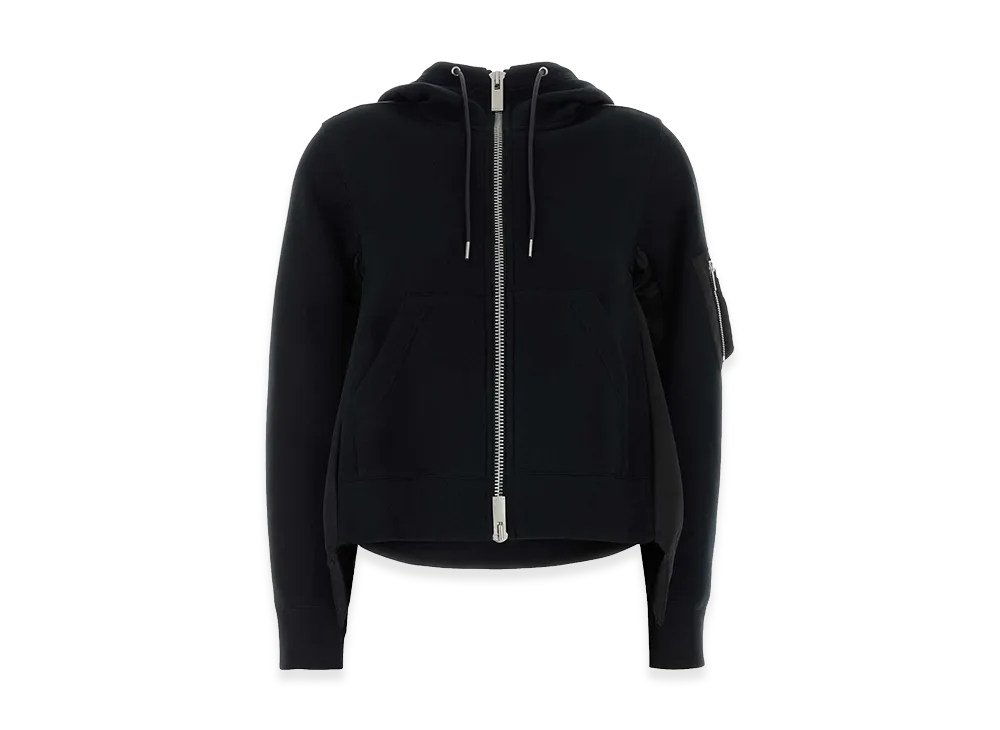 sacai Women's Cotton Blend And Nylon Hoodie "Black"
