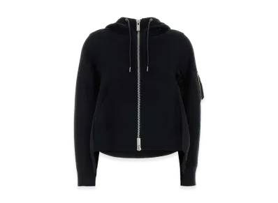 sacai Women's Cotton Blend And Nylon Hoodie "Black"