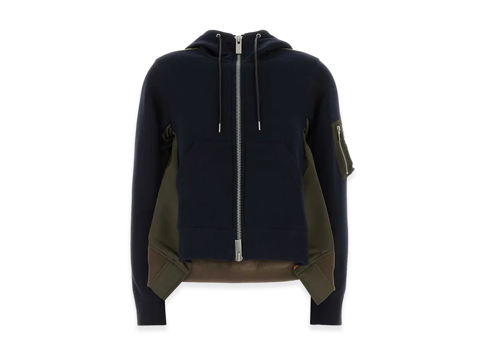 sacai Women's Two-tone Zip-Up Hoodie "Navy/Khaki"