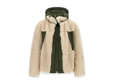 sacai Faux Shearling Parka Jacket "Beige/Khaki"