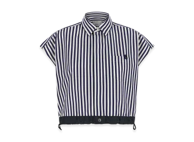 sacai Women's Cropped Short Sleeve Shirt "Blue"