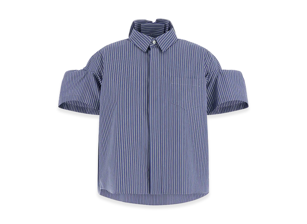 sacai Women's Striped Short Sleeve Shirt "Blue"