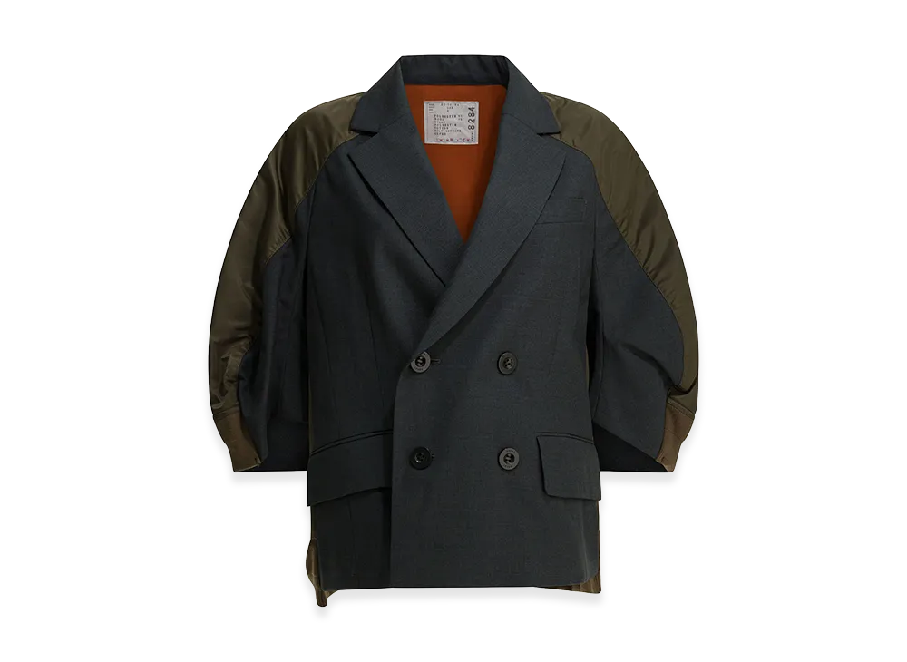 sacai Women's sacai Women's x Suiting Double-Breasted Blazer "Dark Gray/Khaki"