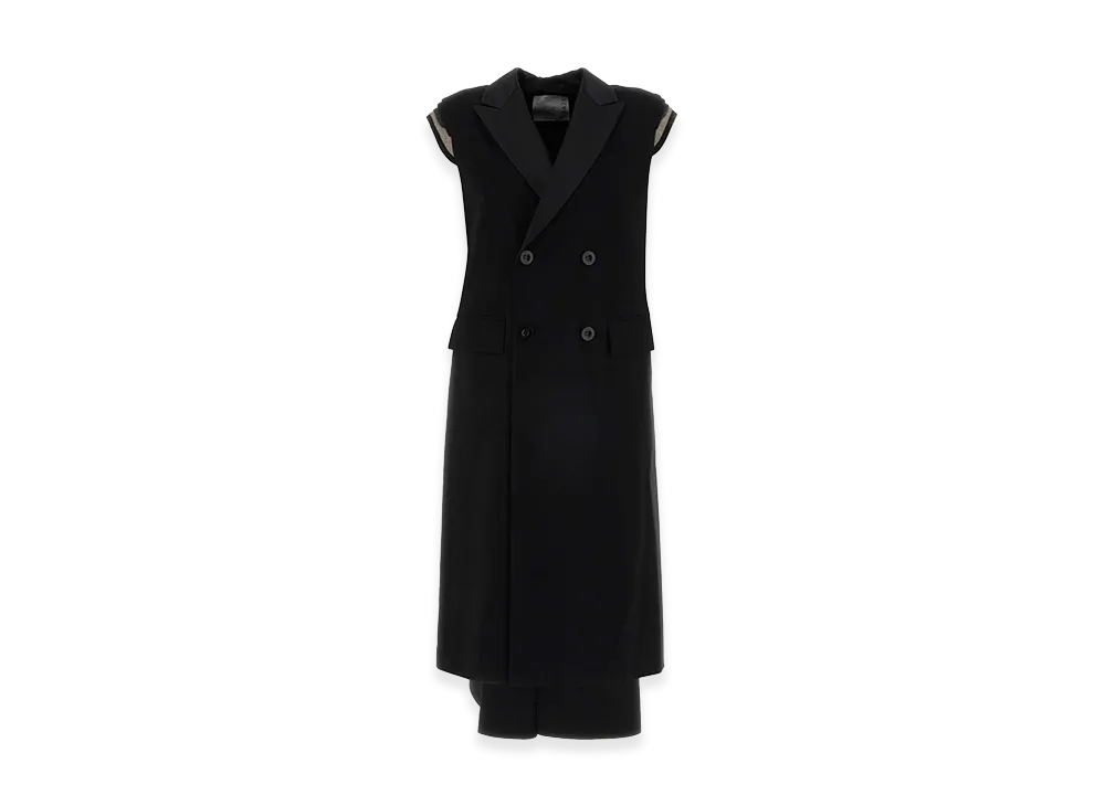 sacai Women's Wool Suiting Long Vest "Black"