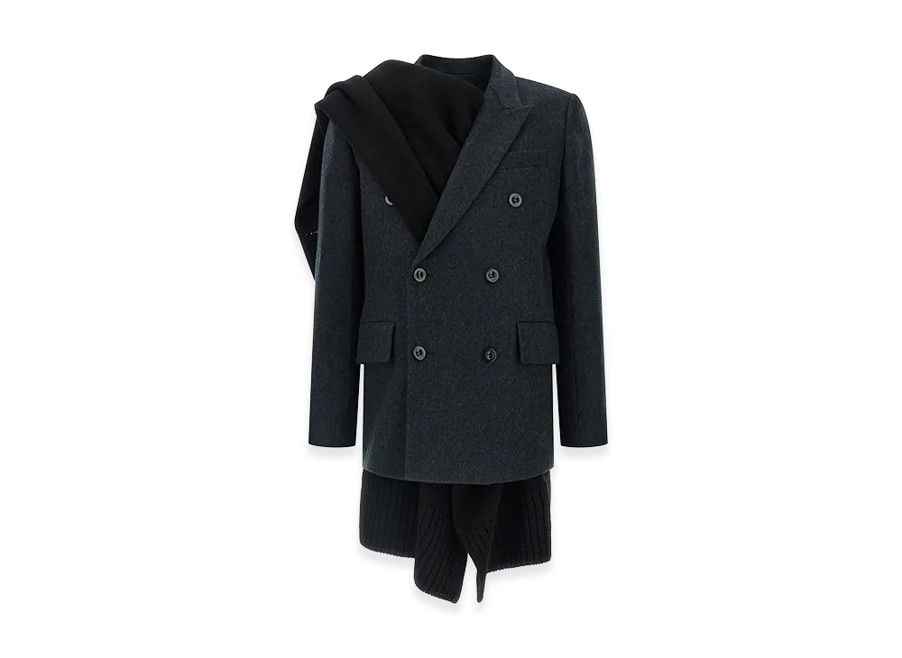 sacai Women's Long Wool Coat "Dark Gray"