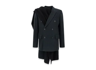 sacai Women's Long Wool Coat "Dark Gray"