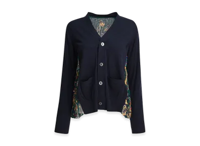 sacai Women's Cardigan With Floral Print "Blue/Green"