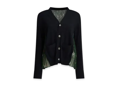 sacai Women's Cardigan With Floral Print "Dark Blue/Green"