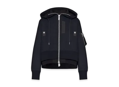 sacai Women's Cotton Blend Padded Hoodie "Black"