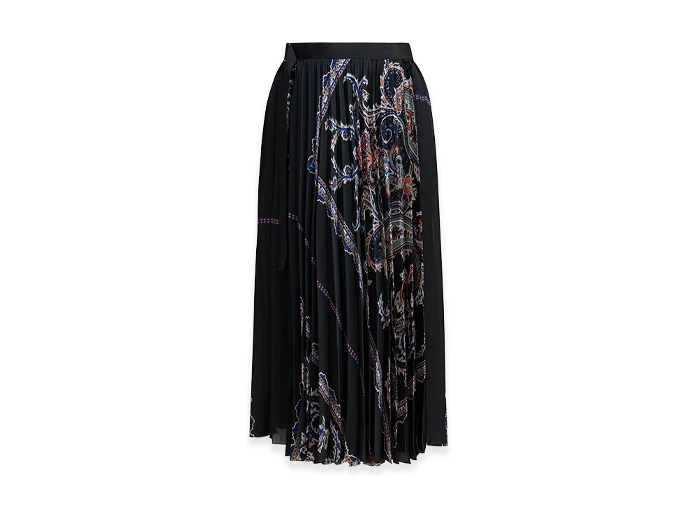 sacai Women's Pleated Skirt With Paisley Print "Black"