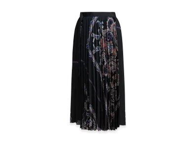 sacai Women's Pleated Skirt With Paisley Print "Black"