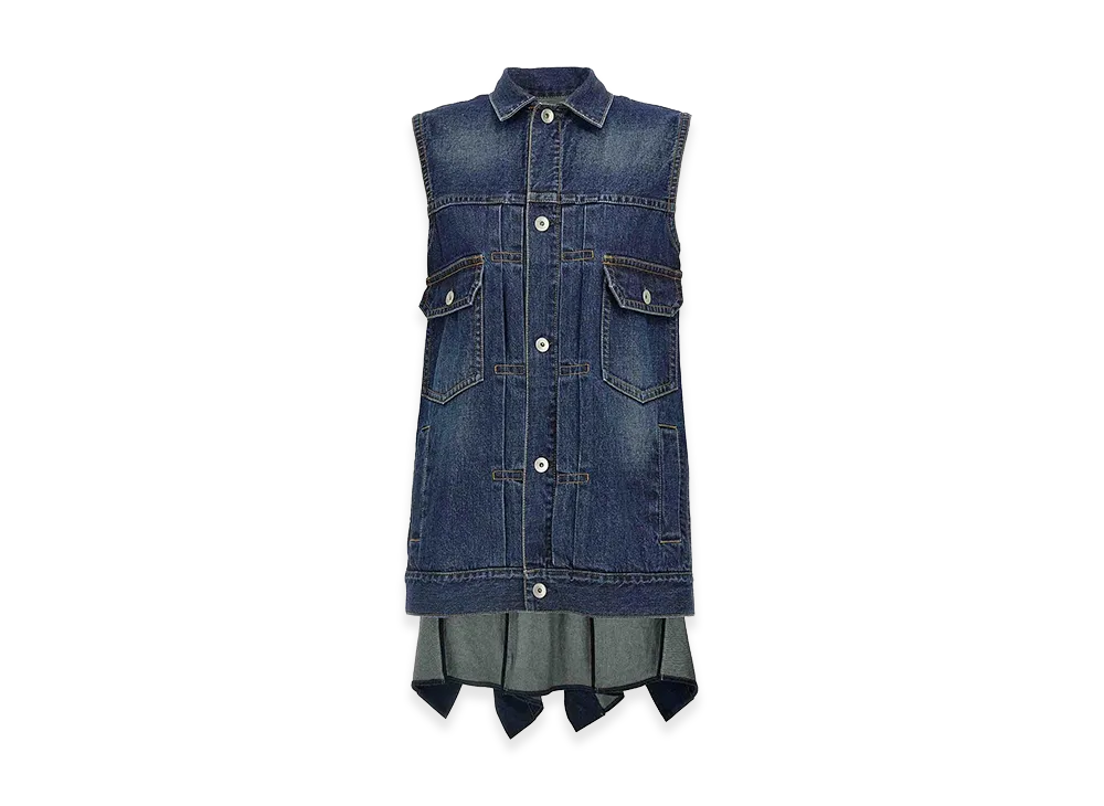 sacai Women's Ruffled Denim Dress "Blue"