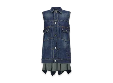 sacai Women's Ruffled Denim Dress "Blue"
